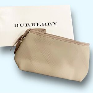 BURBERRY NIB🪢 Tan Plaid Pattern Zipper Pouch